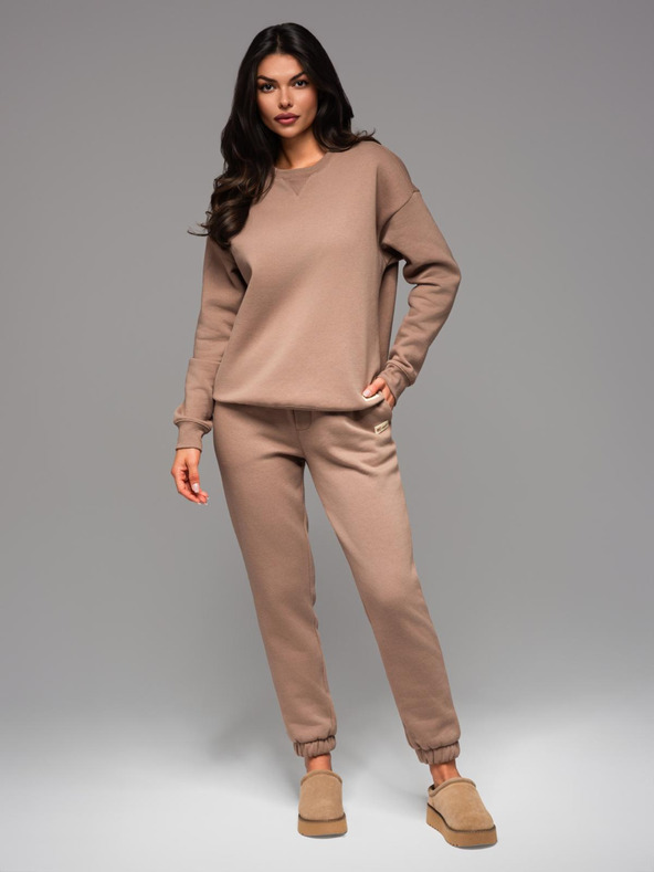 Ombre Clothing Klasičen uniseks pulover z okroglim izrezom - rjava