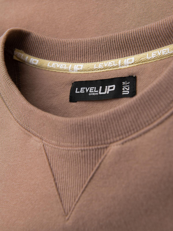 Ombre Clothing Klasičen uniseks pulover z okroglim izrezom - rjava