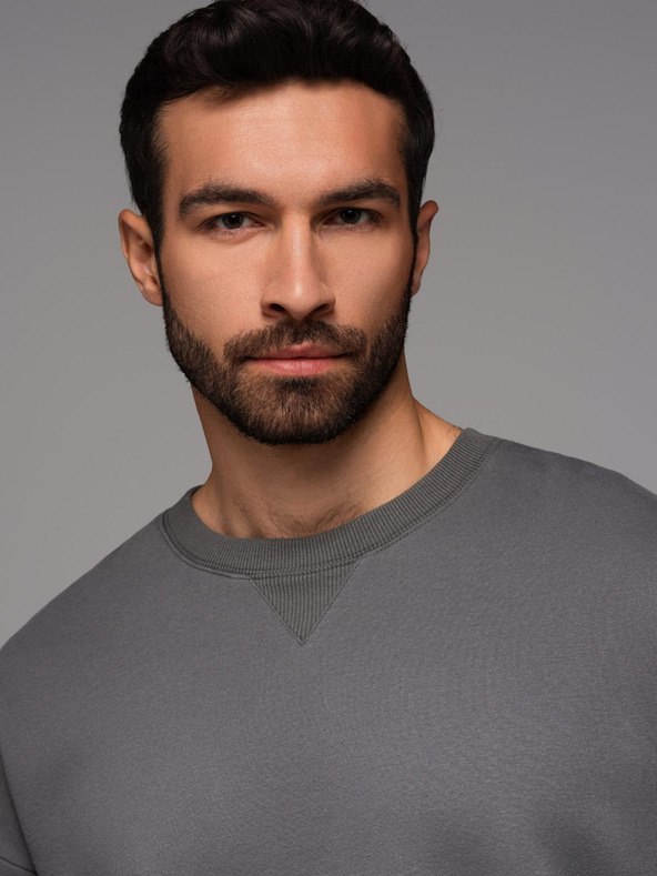 Ombre Clothing Uniseks klasičen pulover z okroglim izrezom - siva