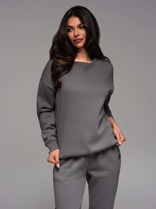 Ombre Clothing Uniseks klasičen pulover z okroglim izrezom - siva