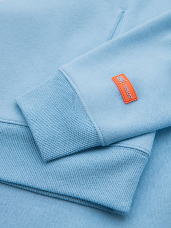 Ombre Clothing Uniseks pulover s kapuco in žepi - modra