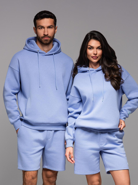 Ombre Clothing Uniseks pulover s kapuco in žepi - sivka