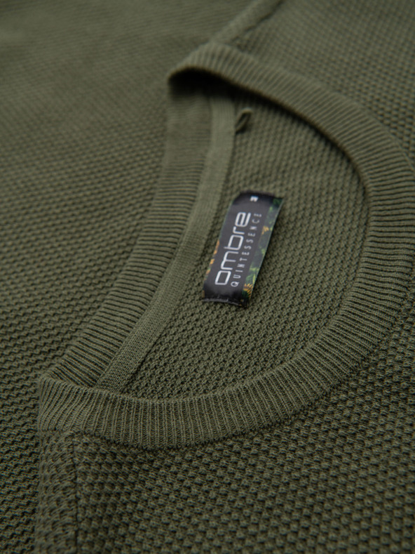 Ombre Clothing Kaki bombažna majica z nežno teksturo