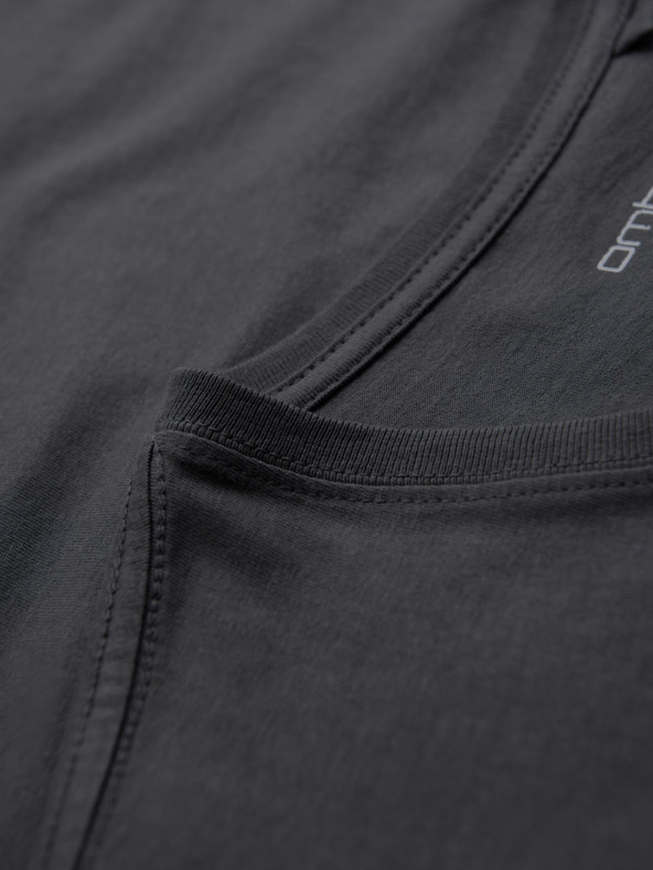 Ombre Clothing Moška klasična bombažna majica BASIC z V-izrezom - grafitna