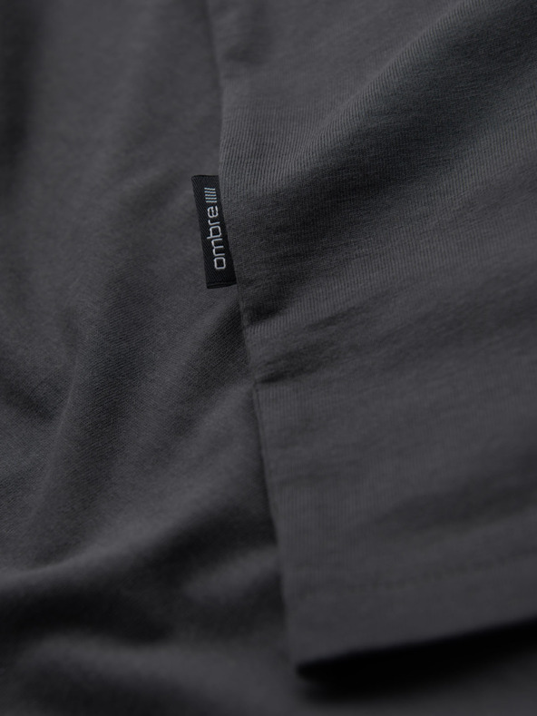 Ombre Clothing Moška klasična bombažna majica BASIC z V-izrezom - grafitna