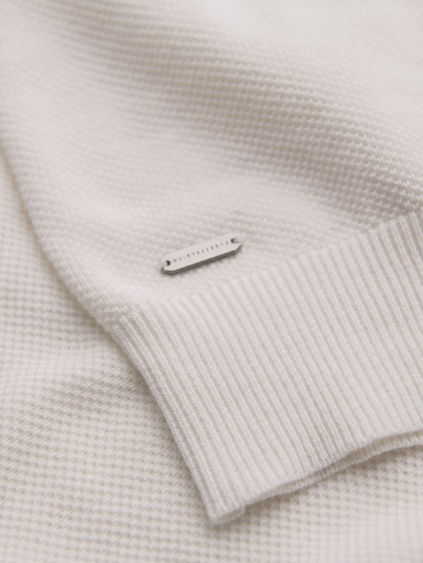 Ombre Clothing Moška bombažna polo majica iz strukturirane pletenine - bela