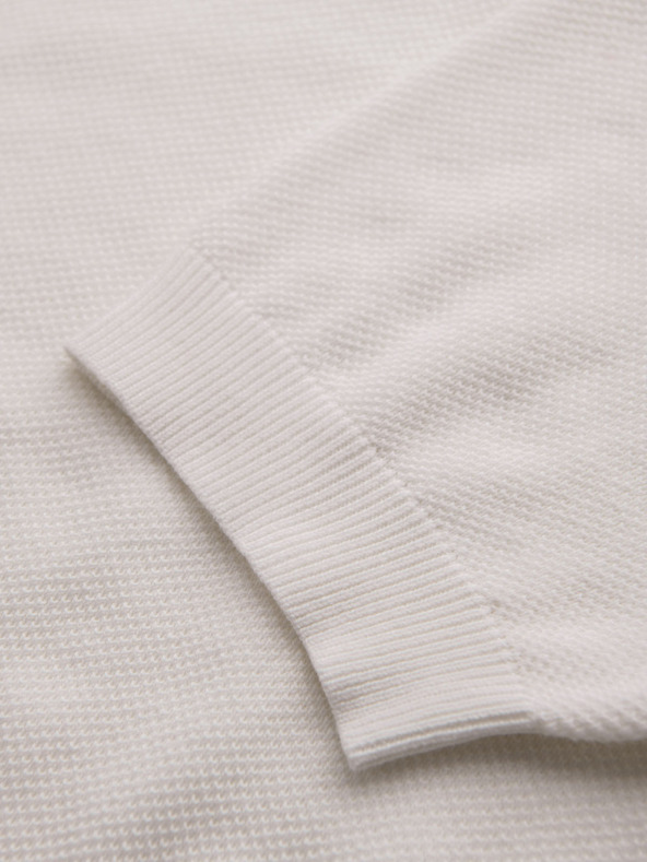 Ombre Clothing Moška bombažna polo majica iz strukturirane pletenine - bela