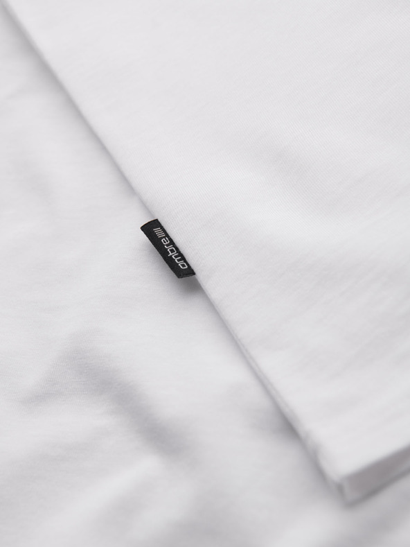 Ombre Clothing Moška klasična bombažna majica BASIC z izrezom - bela