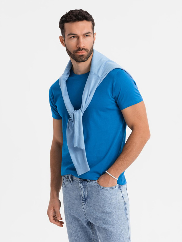 Ombre Clothing Moška klasična bombažna majica BASIC - peščena