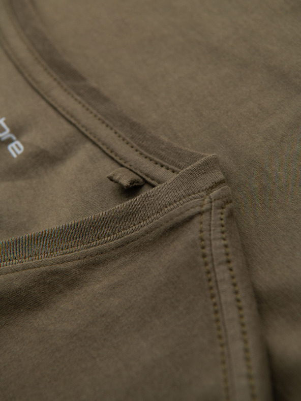 Ombre Clothing Moška klasična bombažna majica BASIC z V-izrezom - temno olivno zelena
