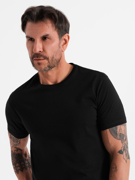 Ombre Clothing Moška klasična bombažna majica BASIC - črna