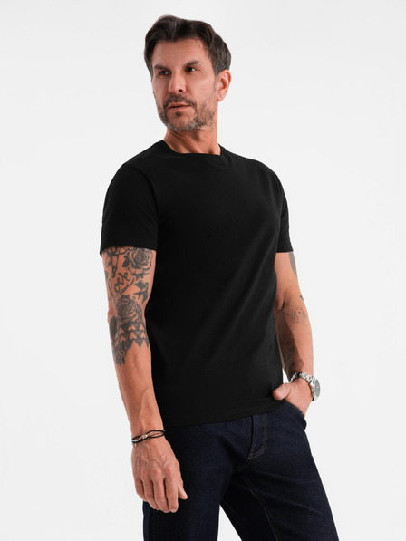 Ombre Clothing Moška klasična bombažna majica BASIC - črna