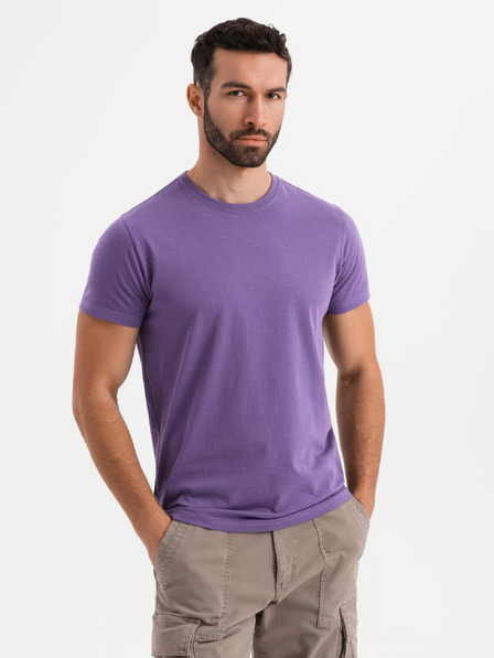 Ombre Clothing Moška klasična bombažna majica BASIC - vijolična