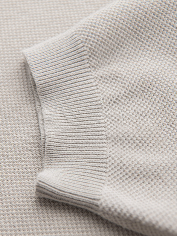 Ombre Clothing Moška bombažna polo majica iz strukturirane pletenine - bež