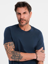 Ombre Clothing Moška klasična bombažna majica BASIC - temno modra