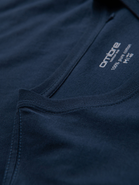 Ombre Clothing Moška klasična bombažna majica BASIC - temno modra