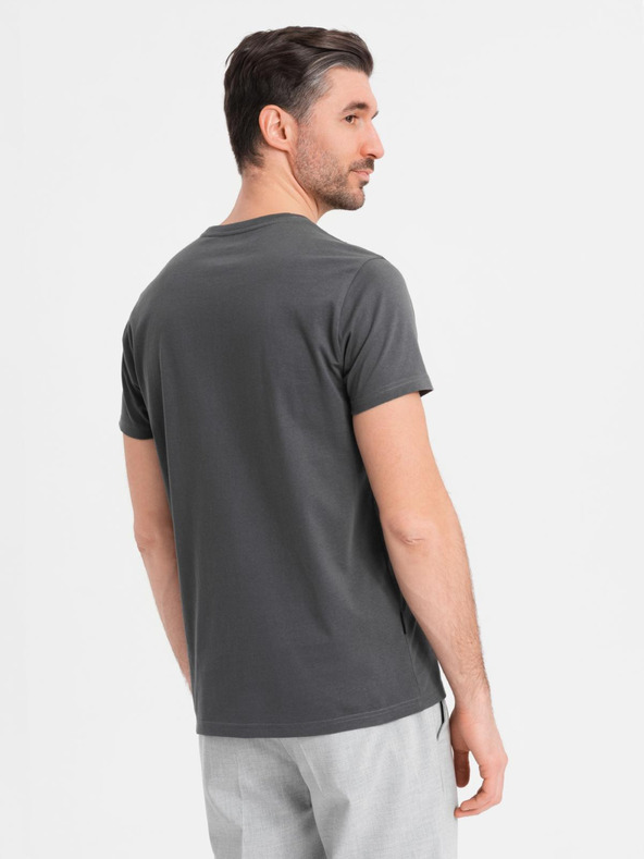Ombre Clothing Moška klasična bombažna majica BASIC - siva