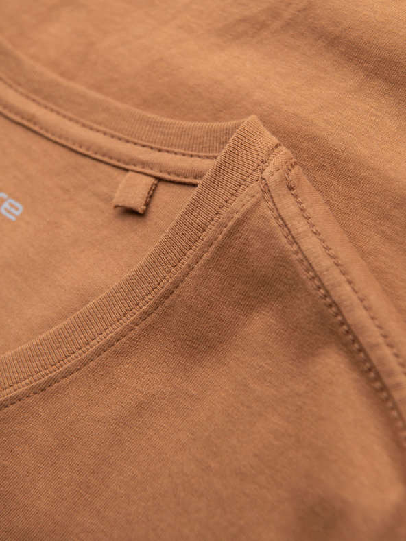Ombre Clothing Moška klasična bombažna majica BASIC z V-izrezom - rjava