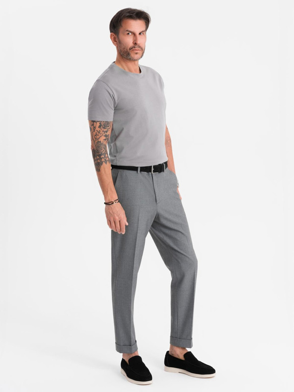 Ombre Clothing Moška klasična bombažna majica BASIC - siva