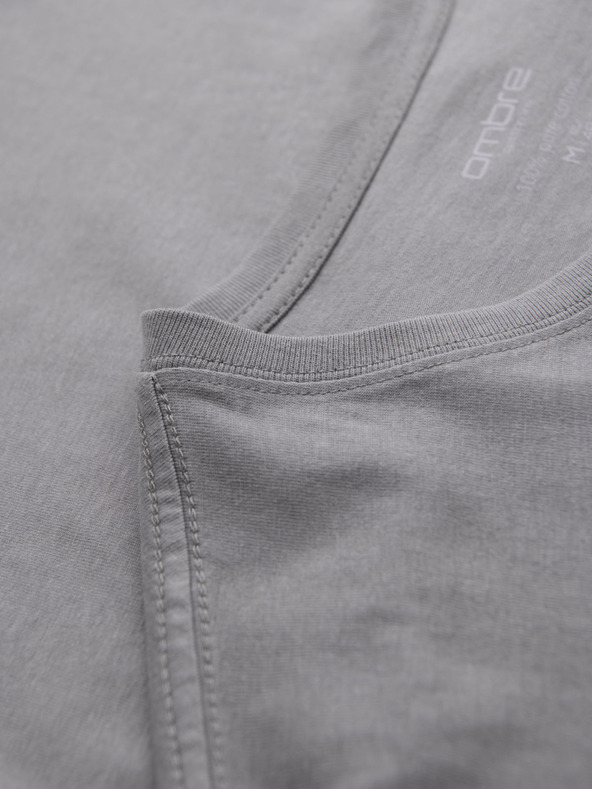 Ombre Clothing Moška klasična bombažna majica BASIC - siva