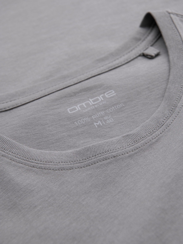 Ombre Clothing Moška klasična bombažna majica BASIC - siva