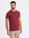 Ombre Clothing Moška klasična bombažna majica BASIC - bordo