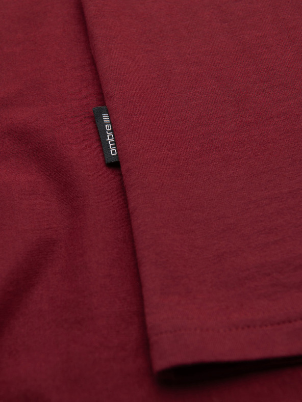 Ombre Clothing Moška klasična bombažna majica BASIC - bordo