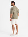 Ombre Clothing Moška bombažna majica LOOSE FIT z okroglim izrezom - khaki