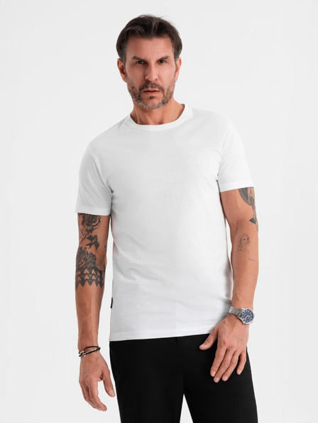 Ombre Clothing Moška klasična bombažna majica BASIC - bela