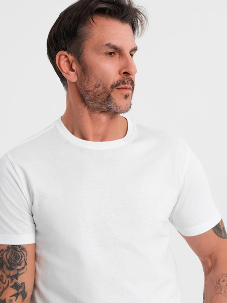 Ombre Clothing Moška klasična bombažna majica BASIC - bela