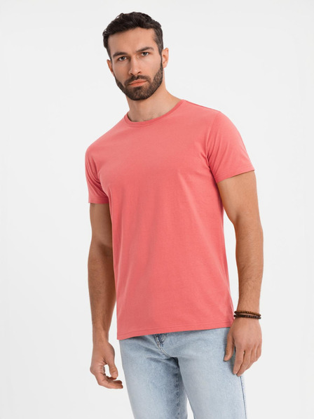 Ombre Clothing Moška klasična bombažna majica BASIC - koralna