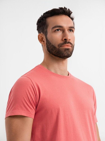 Ombre Clothing Moška klasična bombažna majica BASIC - koralna