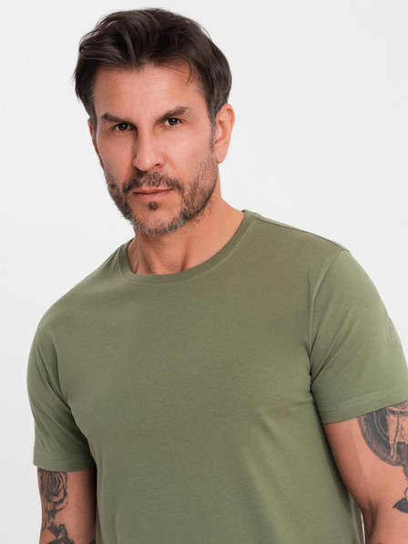 Ombre Clothing Moška klasična bombažna majica BASIC - khaki