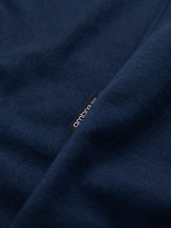 Ombre Clothing Moška klasična bombažna majica BASIC z V-izrezom - temno modra