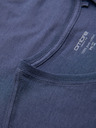 Ombre Clothing Moška klasična bombažna majica BASIC z V-izrezom - modra melanž