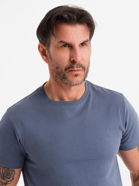 Ombre Clothing Moška klasična bombažna majica BASIC - modra jeans