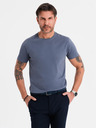 Ombre Clothing Moška klasična bombažna majica BASIC - modra jeans