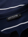 Ombre Clothing Moška polo majica z dolgimi rokavi in vodoravnimi črtami iz viskoznega materiala - temno modra in bela