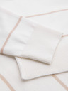 Ombre Clothing Moška polo majica z dolgimi rokavi in vodoravnimi črtami iz viskoznega materiala - bela in bež