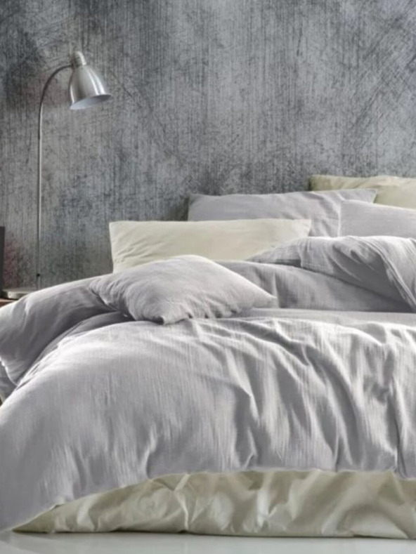 Kvalitex Podaljšano muslinasto posteljno perilo 140x220, 70x90cm svetlo sivo Kvalitex