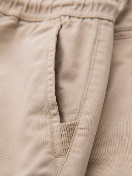 Ombre Clothing Moške bombažne cargo kratke hlače z elastičnim pasom - bež
