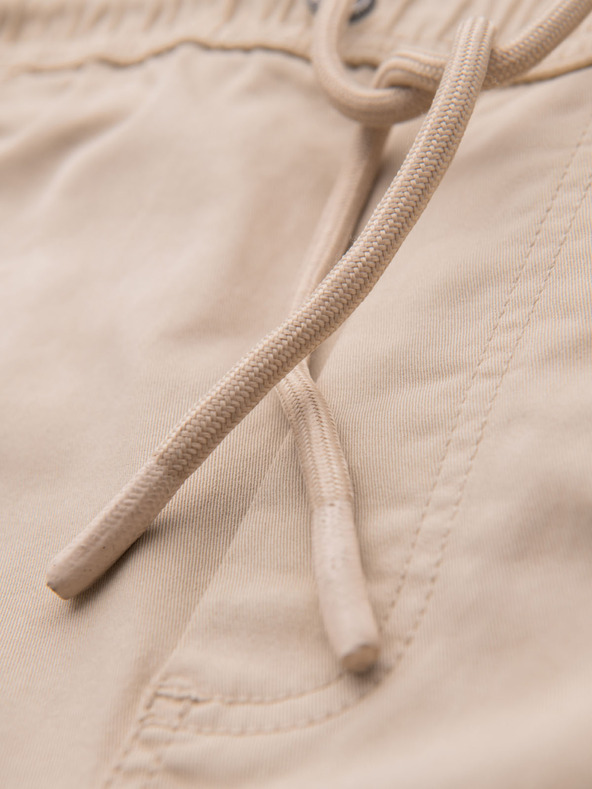 Ombre Clothing Moške bombažne cargo kratke hlače z elastičnim pasom - bež