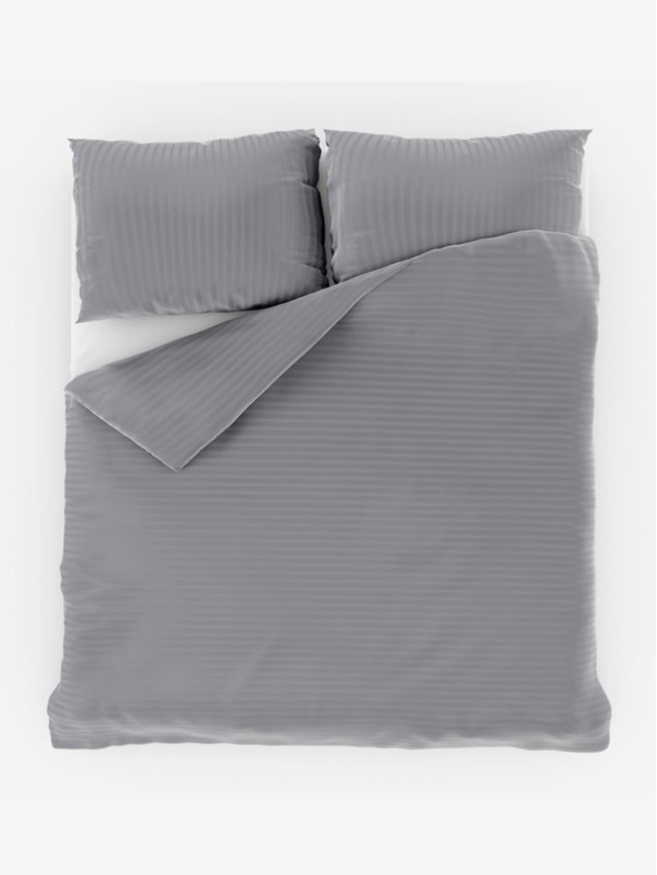 Kvalitex Francoska satenasta posteljnina s črtami 1+2, 200x200, 70x90cm svetlo siva Kvalitex