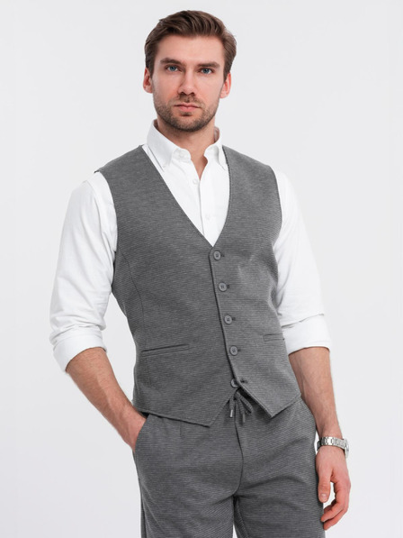 Ombre Clothing Elegantna moška komplet jopica + kratke hlače - grafitna