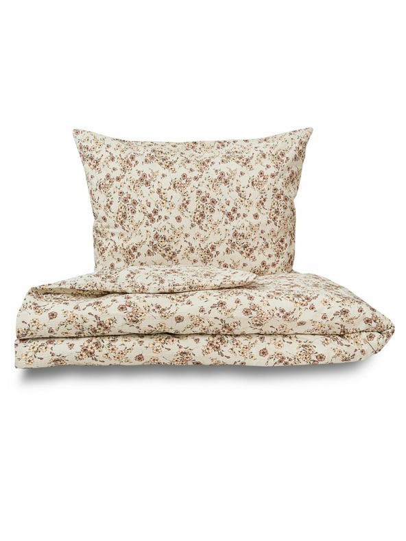 Kvalitex Klasična krepon posteljnina 140x200, 70x90cm Cvetje bež