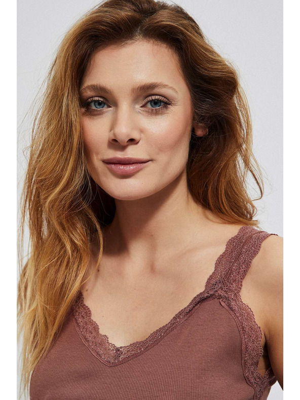 Moodo Bombažna majica z čipko