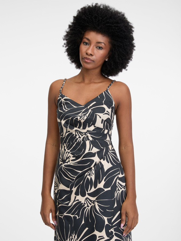 Orsay Črna ženska kratka obleka z vzorcem ORSAY