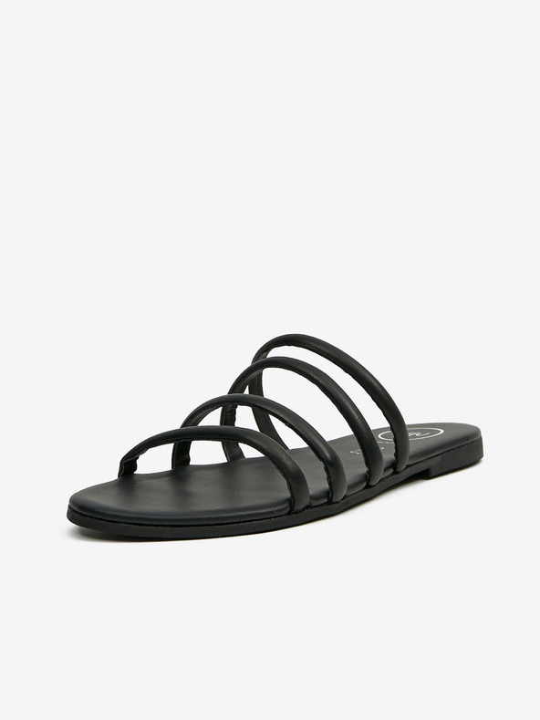 Ojju Črni usnjeni copati OJJU