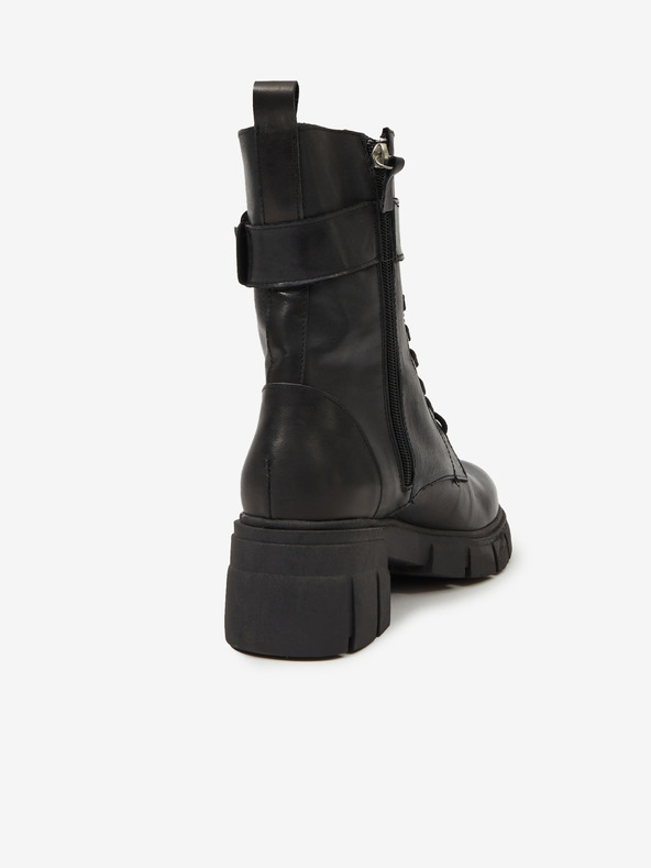 Ojju Črni ženski usnjeni gležnjarji OJJU