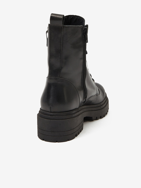 Ojju Črni ženski usnjeni gležnjarji OJJU